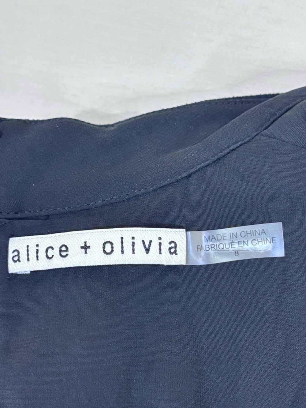 Alice + Olivia Black Sheer Sleeve Fit Flare Dress Velvet Feel 8 - Picture 2 of 6